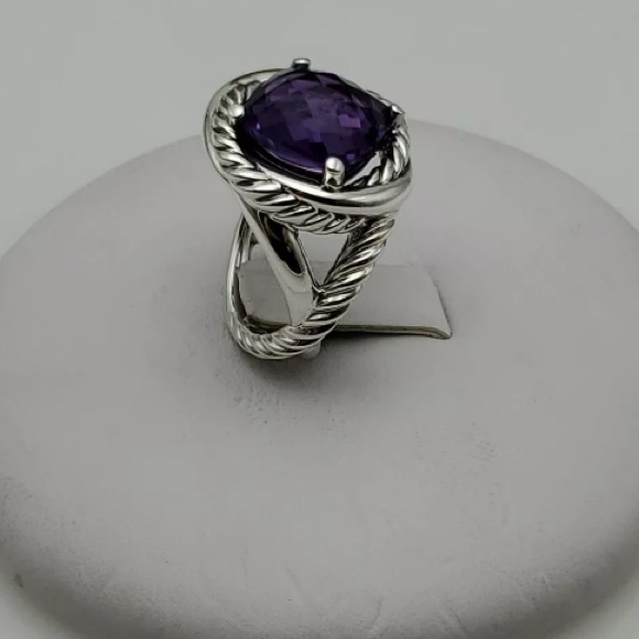 David Yurman Silver Ring with Purple Stone - Picture 4 of 7